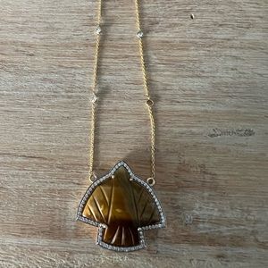 Thunderbird Necklace 14K Yellow Gold Tiger Eye